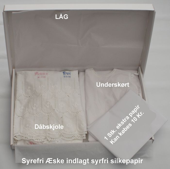 Opbevaring af Dåbskjole,konfirmationskjole,papirer osv.
